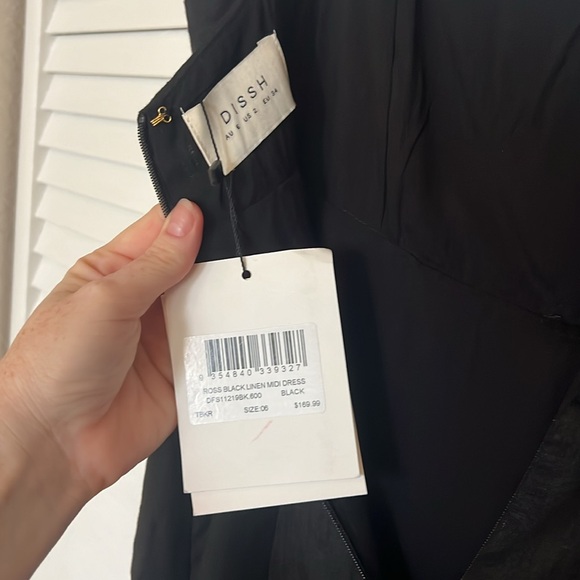 NWT DISSH - ROSS BLACK LINEN MIDI DRESS - Picture 8 of 8